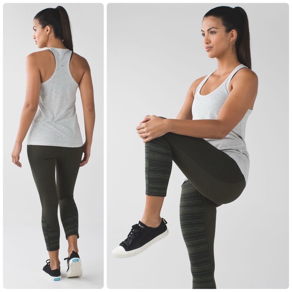 Lululemon Give Me Qi Cyber Crop Leggings Size 2 Cyber Stripe Gator Green Black